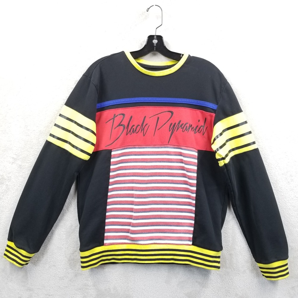 Black‎ Pyramid Sweatshirt Men Large Striped Colorblock Crew Pullover Streetwear